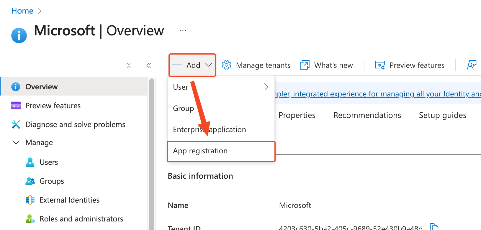 Create app registration